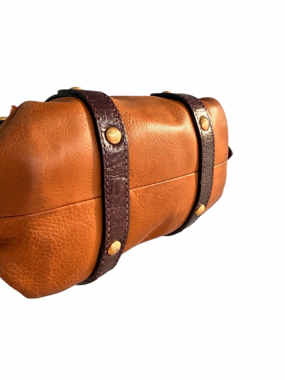 WILSON’S LEATHER Camel and Brown Belt Mini Purse - Picture 6 of 8